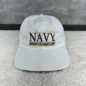 Vintage Navy Midshipmen Strap Back Split Bar Hat OSFA Annapolis NCAA White Cap